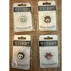 NEW Yesterdays Horror Emoji Enamel 4 Pin Lot Michael Jason Freddy Regan SEALED